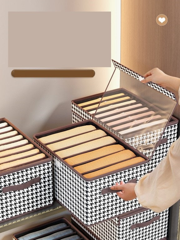 Fabric Foldable Wardrobe Clothes Storage Box with Cover.